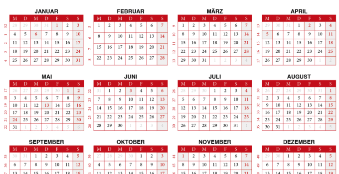 kalendar 2021 zum Ausdrucken