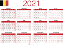 kalendar 2021 zum Ausdrucken Belgien