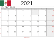 Calendario Enero 2021 Mexico