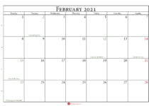 calendar february 2021