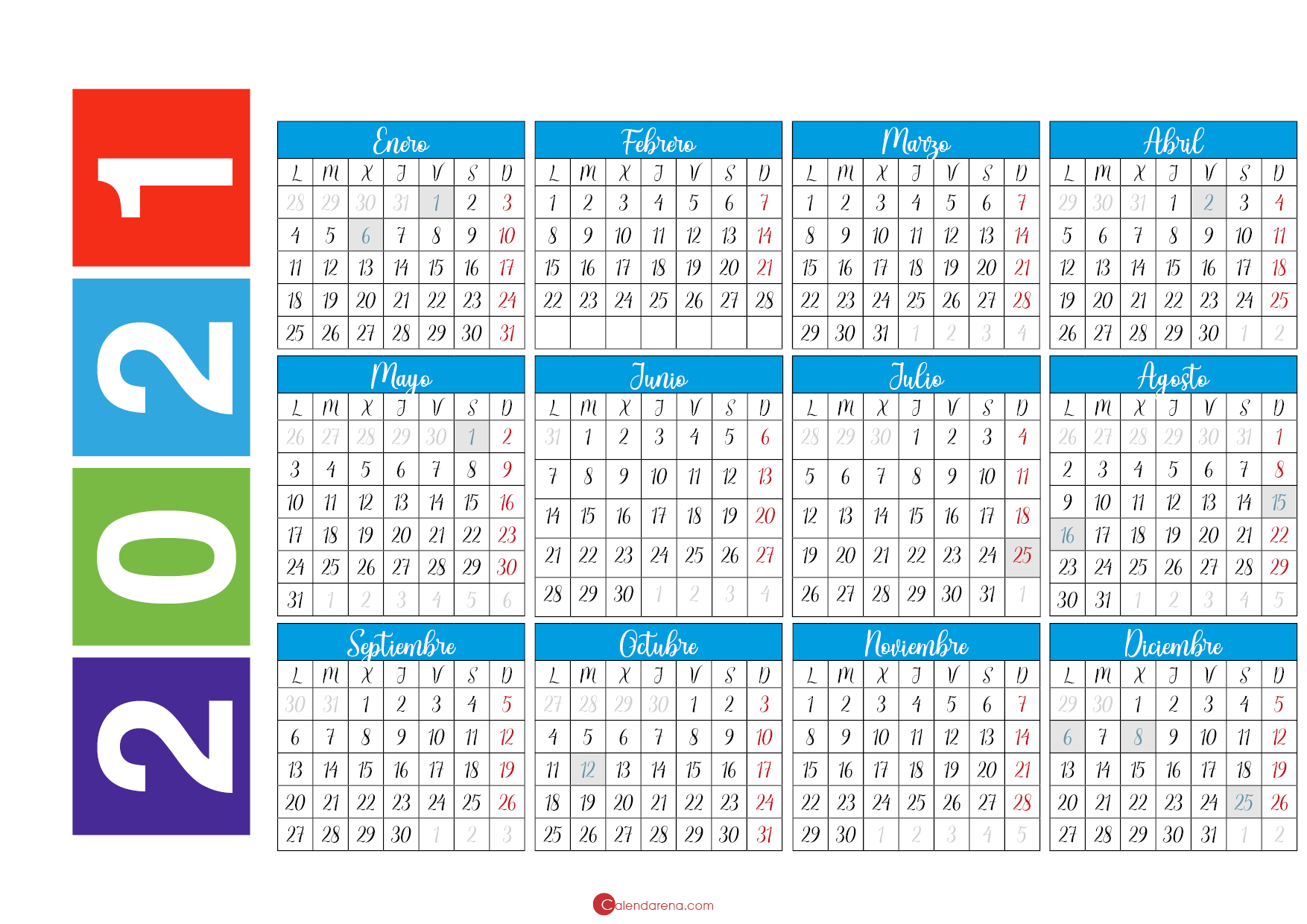 Calendario 2021 Psd Calendario Para Photoshop Bonito Para Imprimir