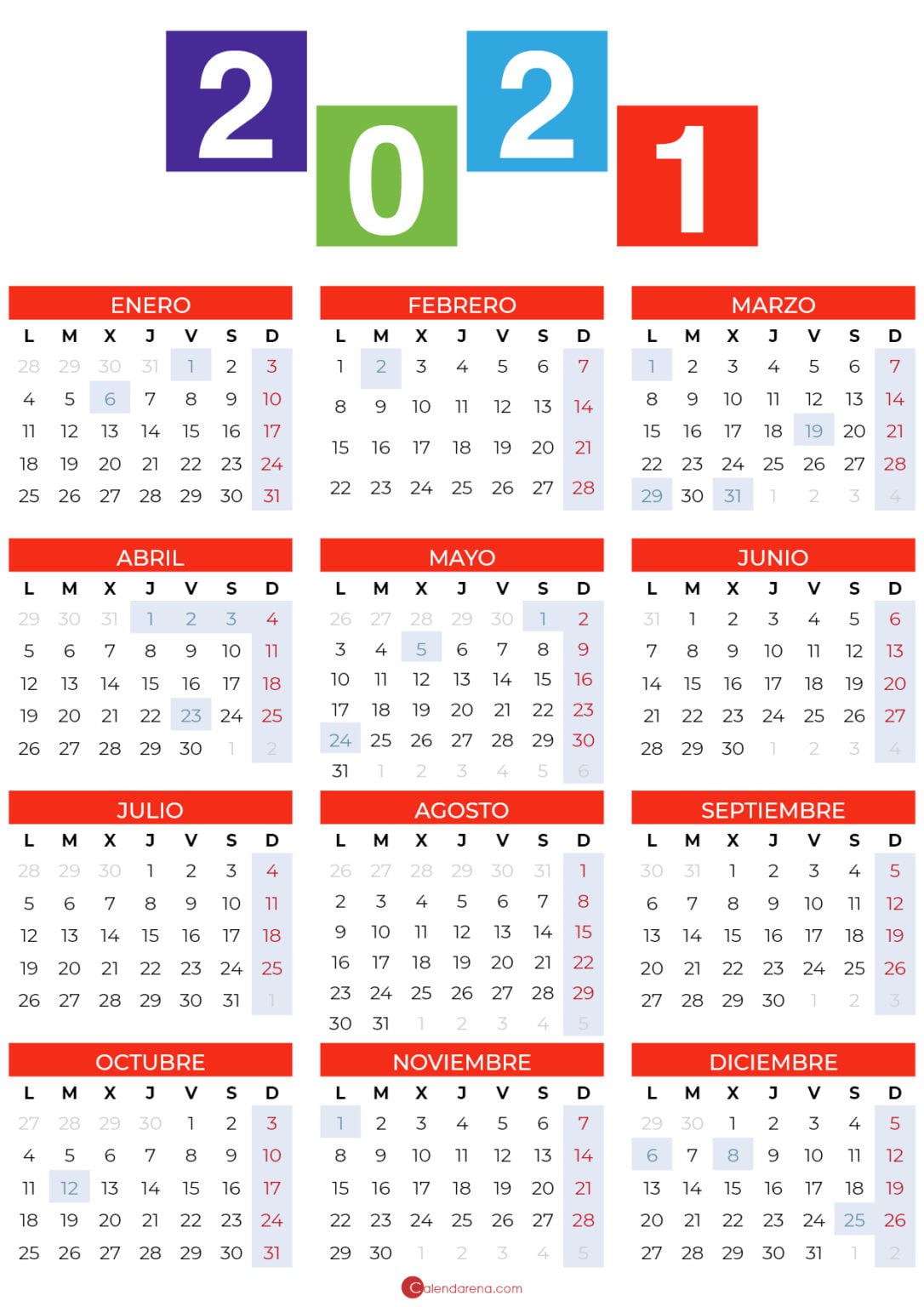 Descargar Gratis Calendario 2021 España 🇪🇸 4913