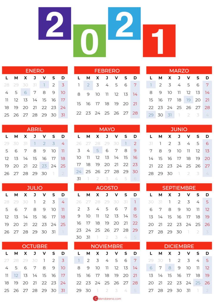calendario anual 2021