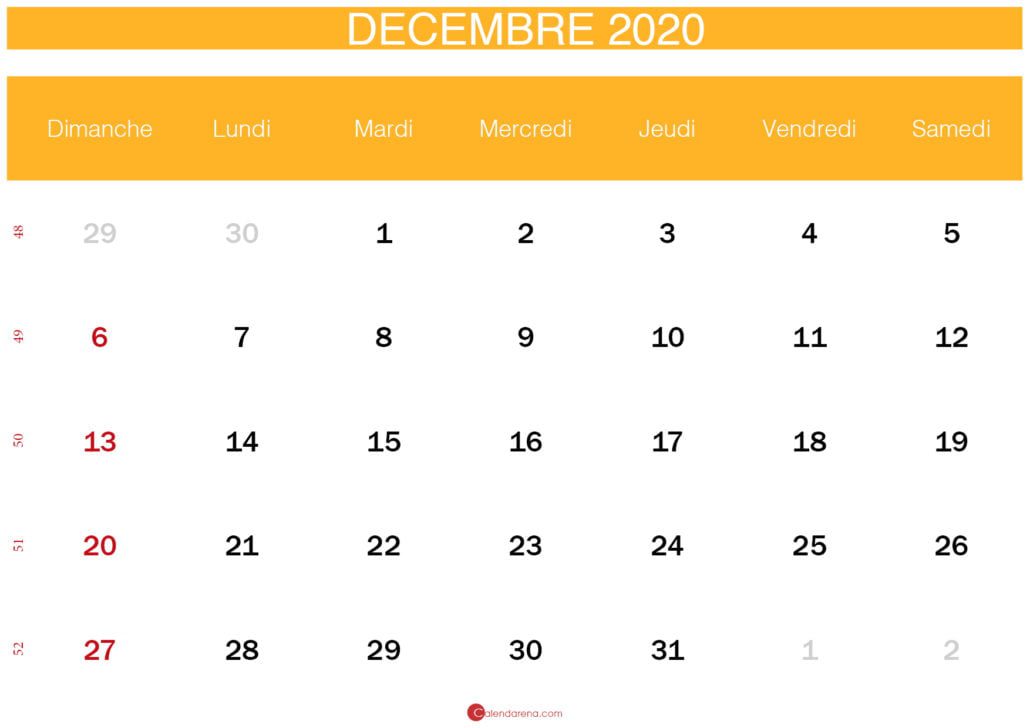 calendrier decembre 2020_jaune