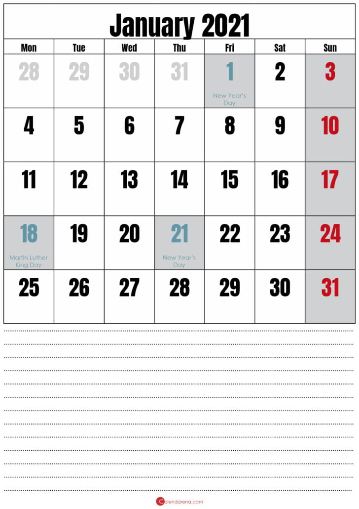free printable calendar january 2021