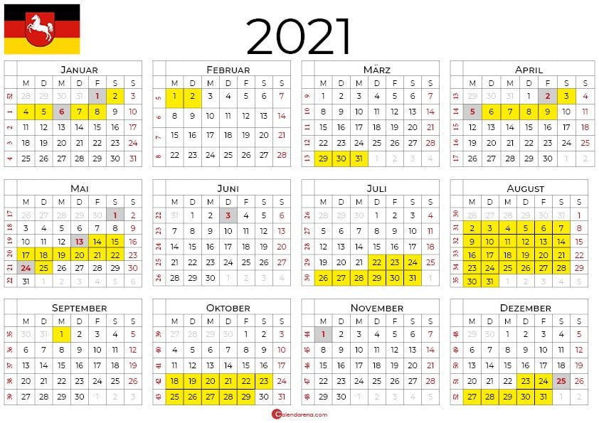 kalender 2021 Niedersachsen Querformat