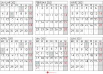 kalender 2021 januar bis juni