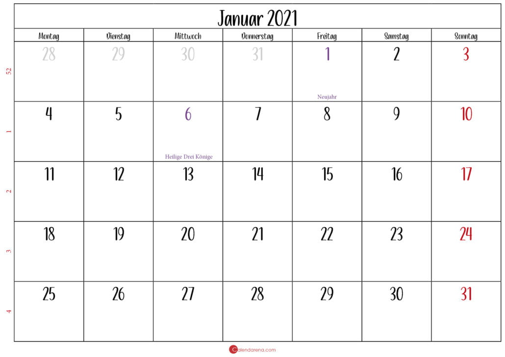 kalender 2021 januar_Querformat