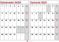 kalender dezember 2020 januar 2021