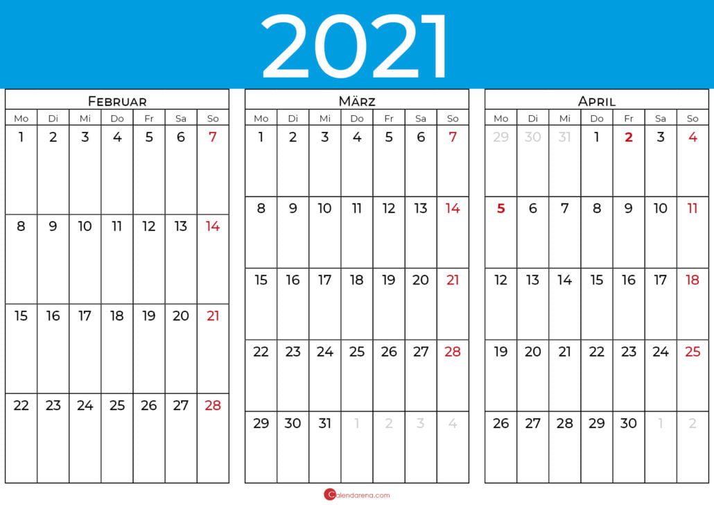 kalender februar märz april 2021_blue