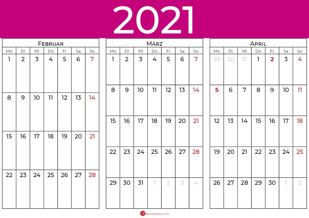 kalender februar märz april 2021_pink