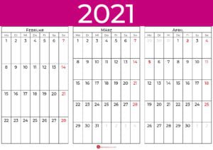 kalender februar märz april 2021_pink