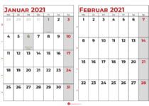 kalender januar februar 2021