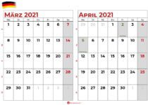 kalender märz april 2021 DE
