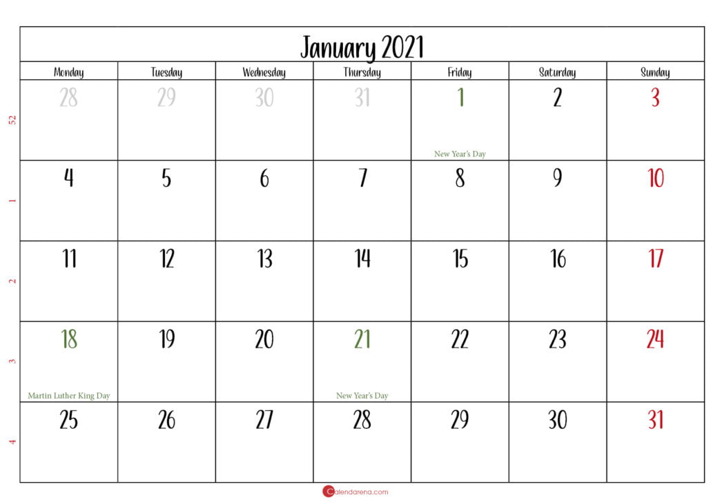 printable january 2021 calendar