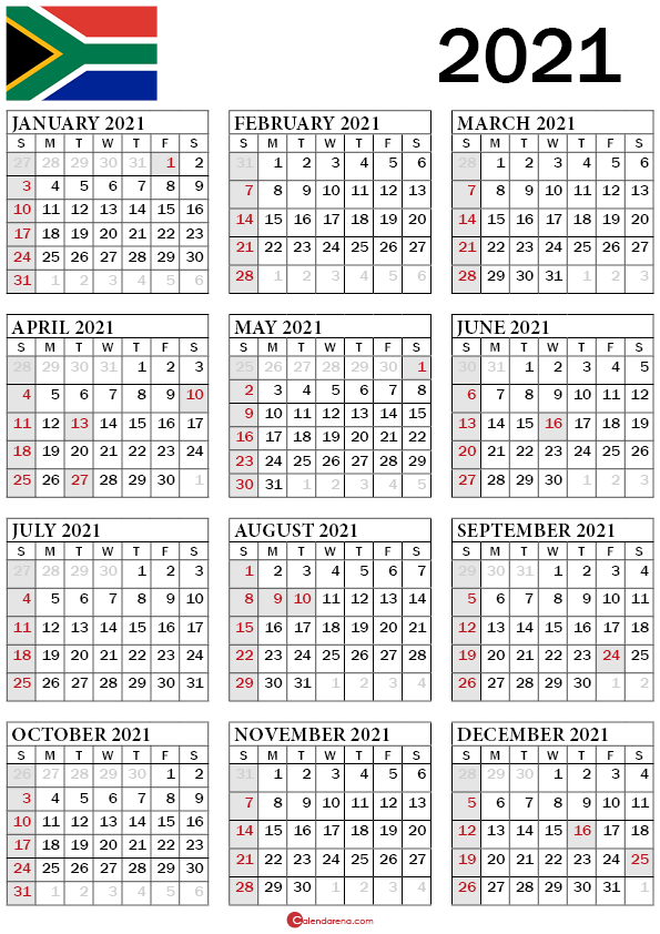 2021 calendar south africa