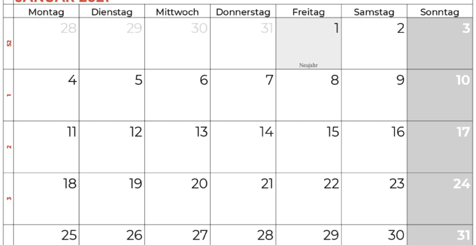 2021 januar kalender hamburg