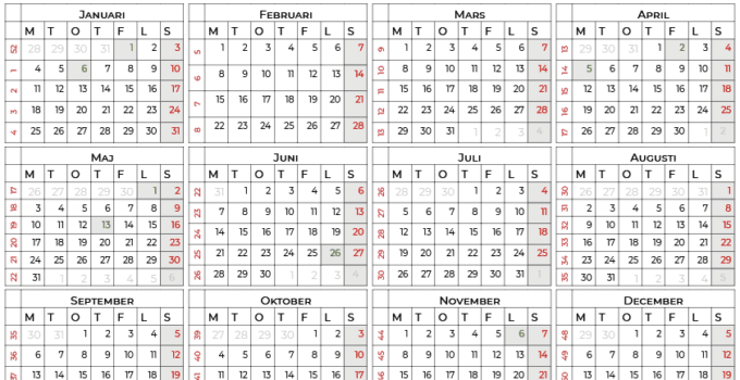 Veckokalender 2021 Calendarena