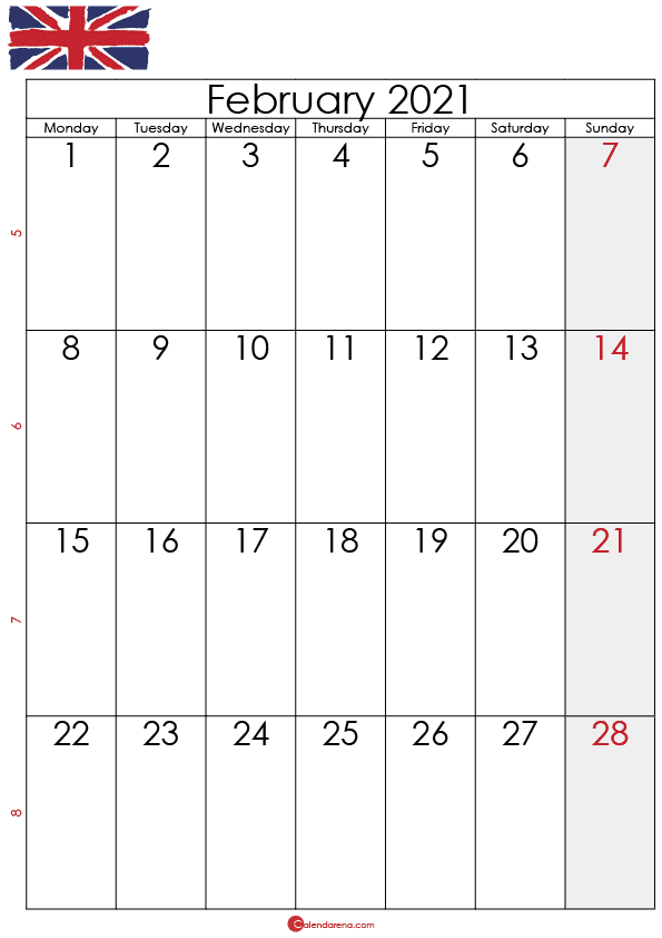 Calendar february 2021