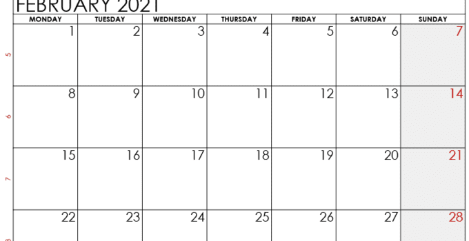 February 2021 Calendar