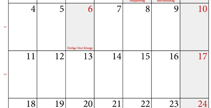 Januar 2021 Kalender Schweiz