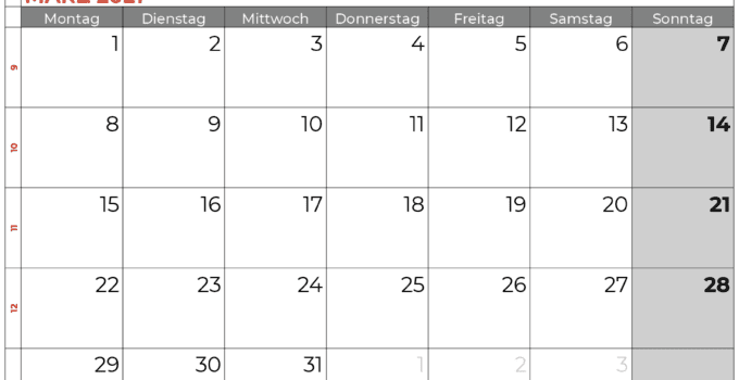 Kalender März 2021 bremen