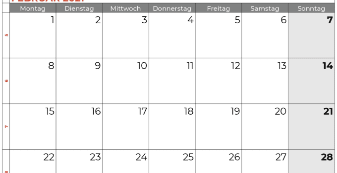 Kalender februar 2021 Niedersachsen