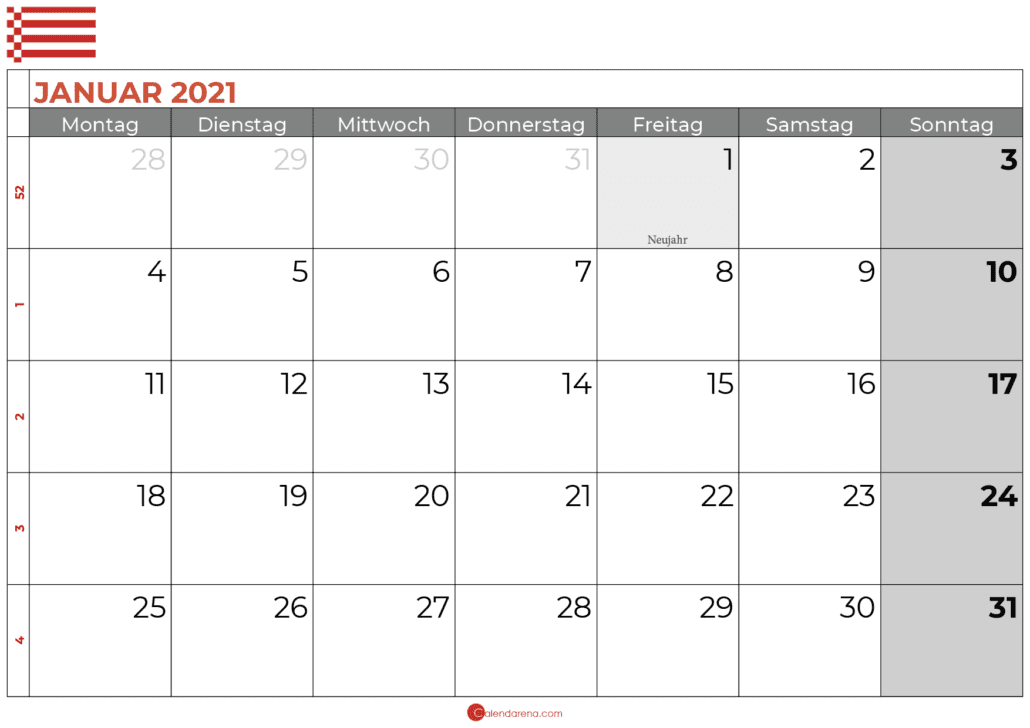 Kalender januar 2021 bremen