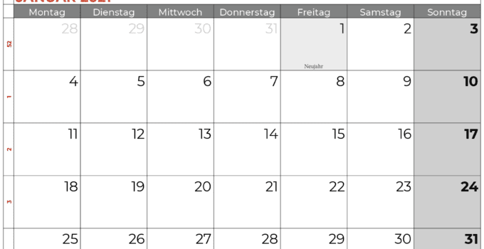 Kalender januar 2021 bremen