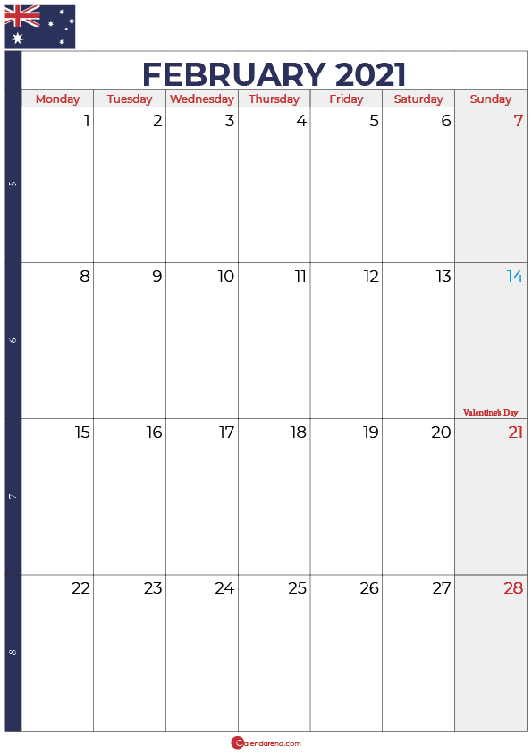 calendar february 2021 australia