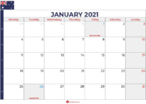 calendar january 2021 australia