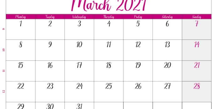 calendar march 2021 ca