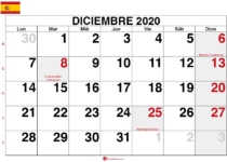 calendario diciembre 2020 España