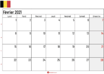 calendrier février 2021 belgique