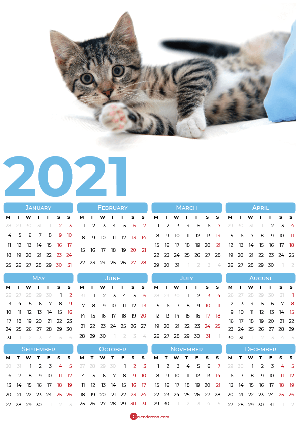 2021 Calendar with cats