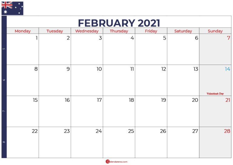 Download Free 🇦🇺 February 2021 Calendar Australia 🇦🇺