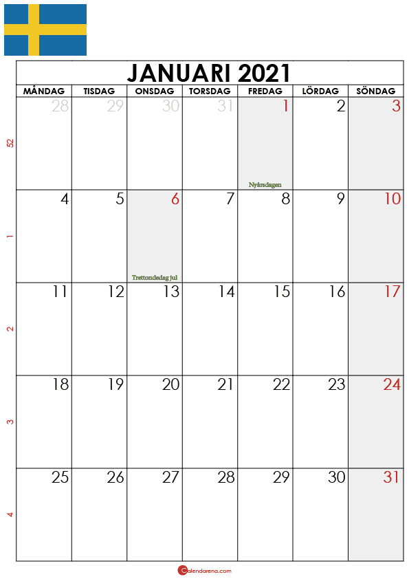 kalender 2021 januari sverige2