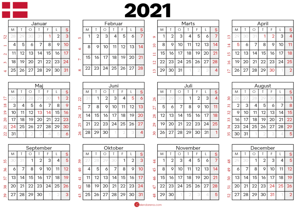 kalender 2021 med uger
