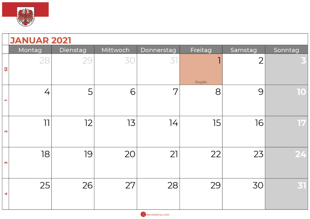kalender januar 2021 brandenburg