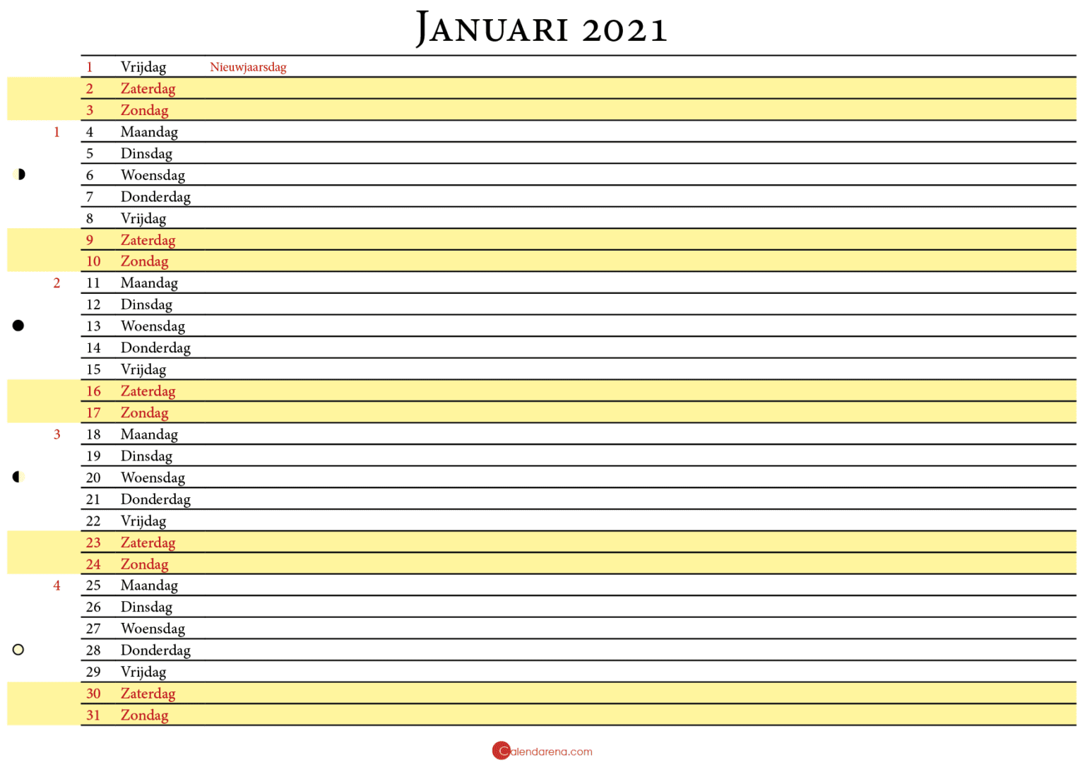 Kalender Januari 2021 In Nederland 🇳🇱