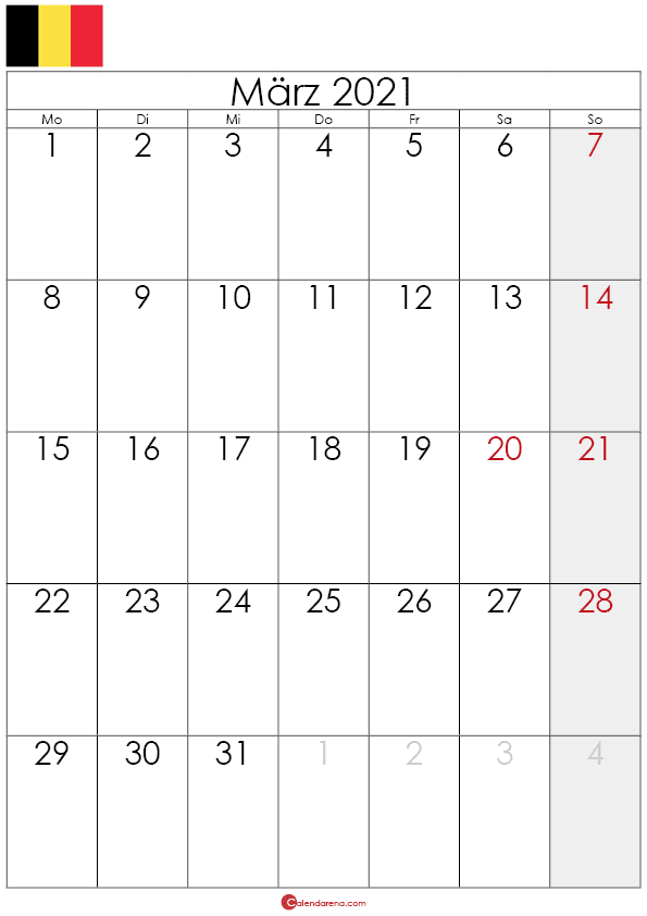 kalender märz 2021 belgien hochformat