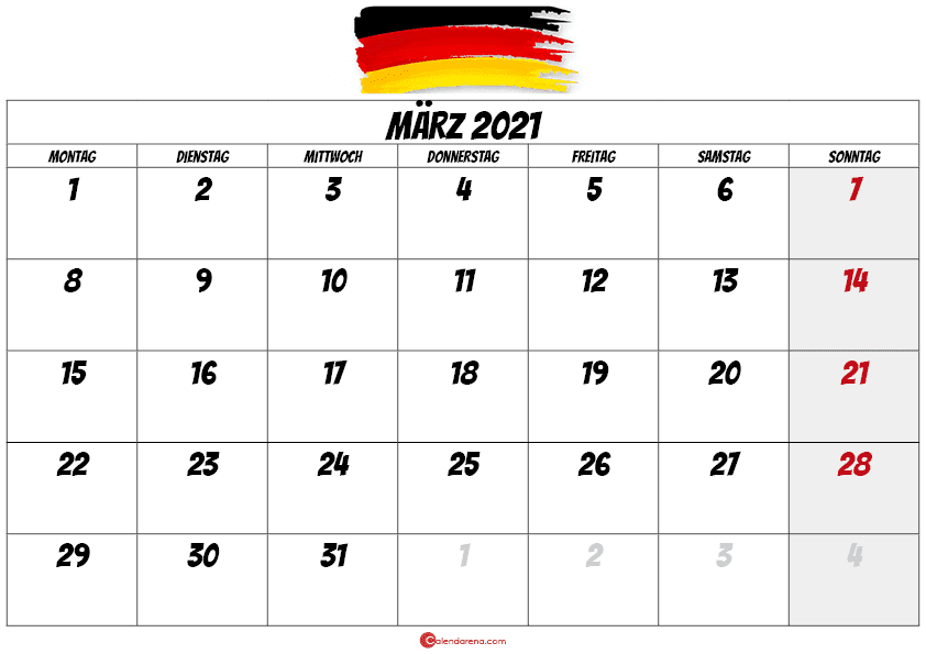 kalender märz 2021 -deutshland