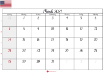 march 2021 calendar USA