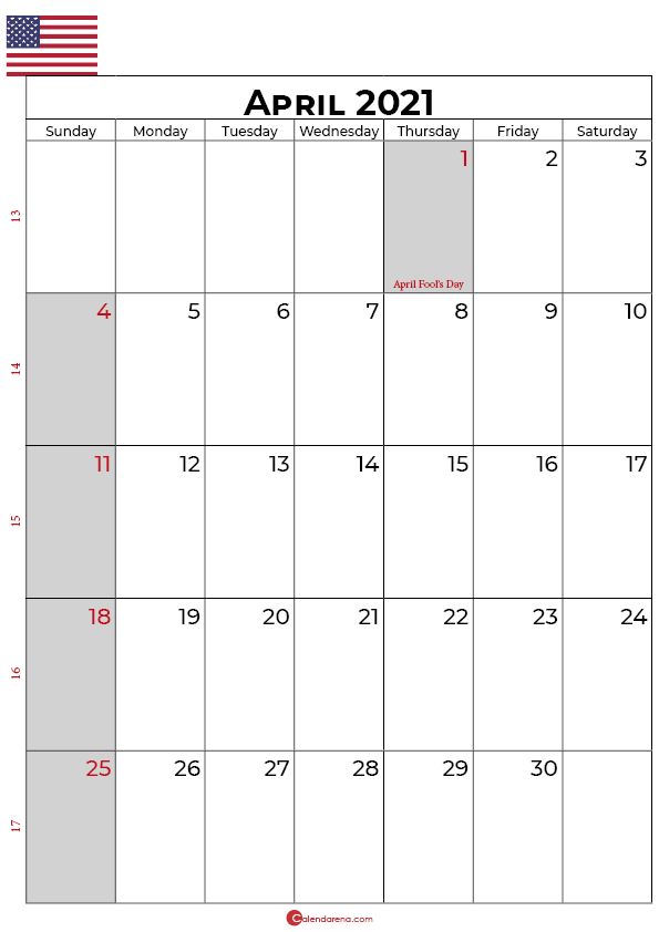 april calendar 2021