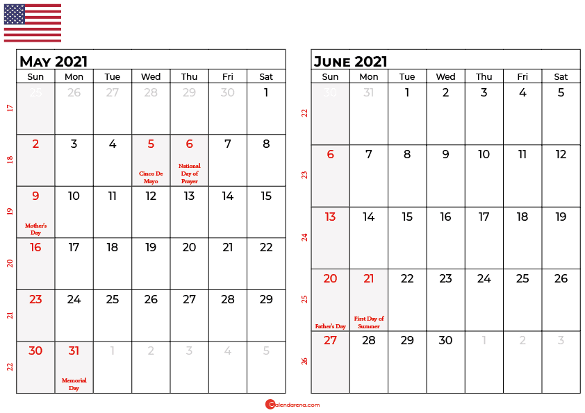 may june 2021 calendar