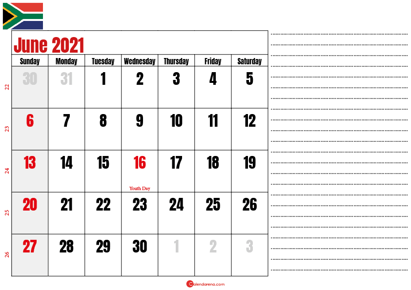 calendar 2021 june notes SA