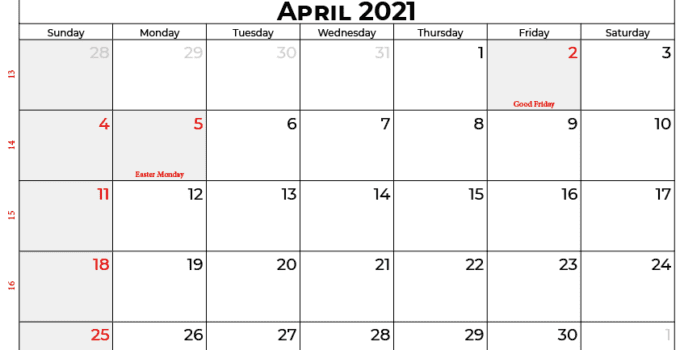 calendar april 2021 AU