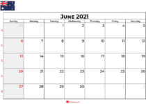 calendar june 2021 AU