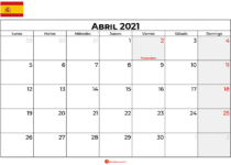 calendario 2021 abril espana