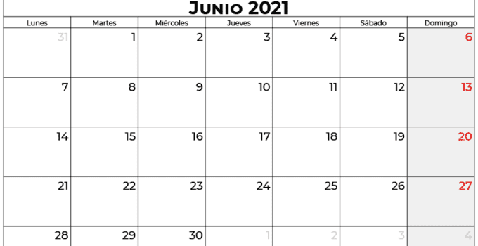 calendario 2021 junio espana